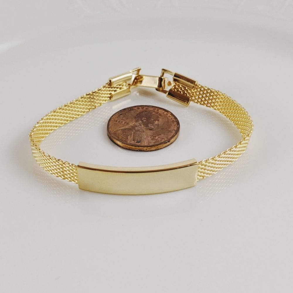 Gold Plated Personalize ID Mesh Kids Bracelet NWOT